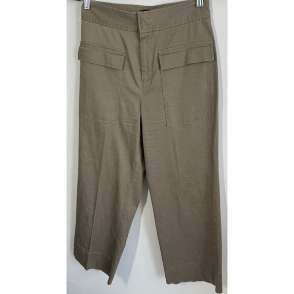 ATM Anthony Thomas Melillo Cropped Flare Pants Olive Green Sz 4 Minimalist Chic - Picture 2 of 13